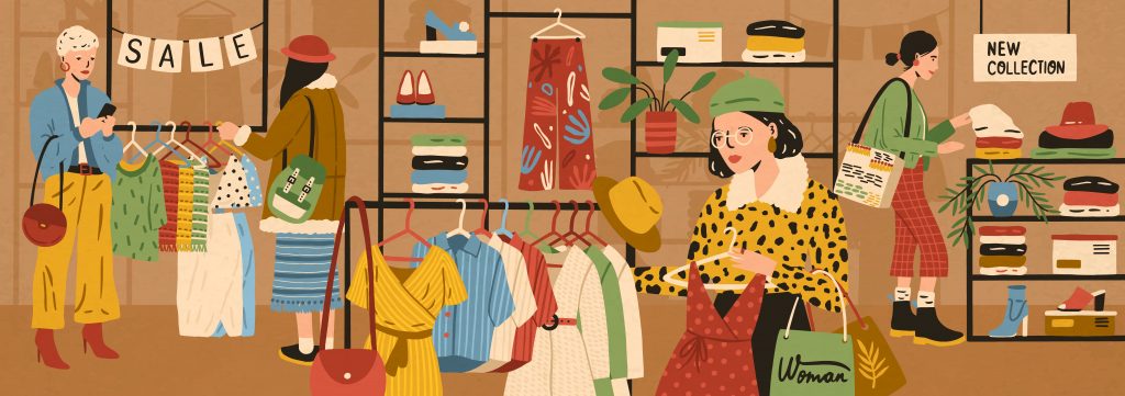 ilustración tienda de ropa 